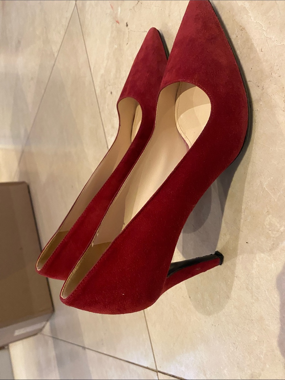 Prada Burgundy Suede Pointed-Toe Pumps - Picture 4 of 8